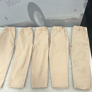 Size 7 tan khaki style pants PACK OF 5 ( perfect for school ) elastic waist